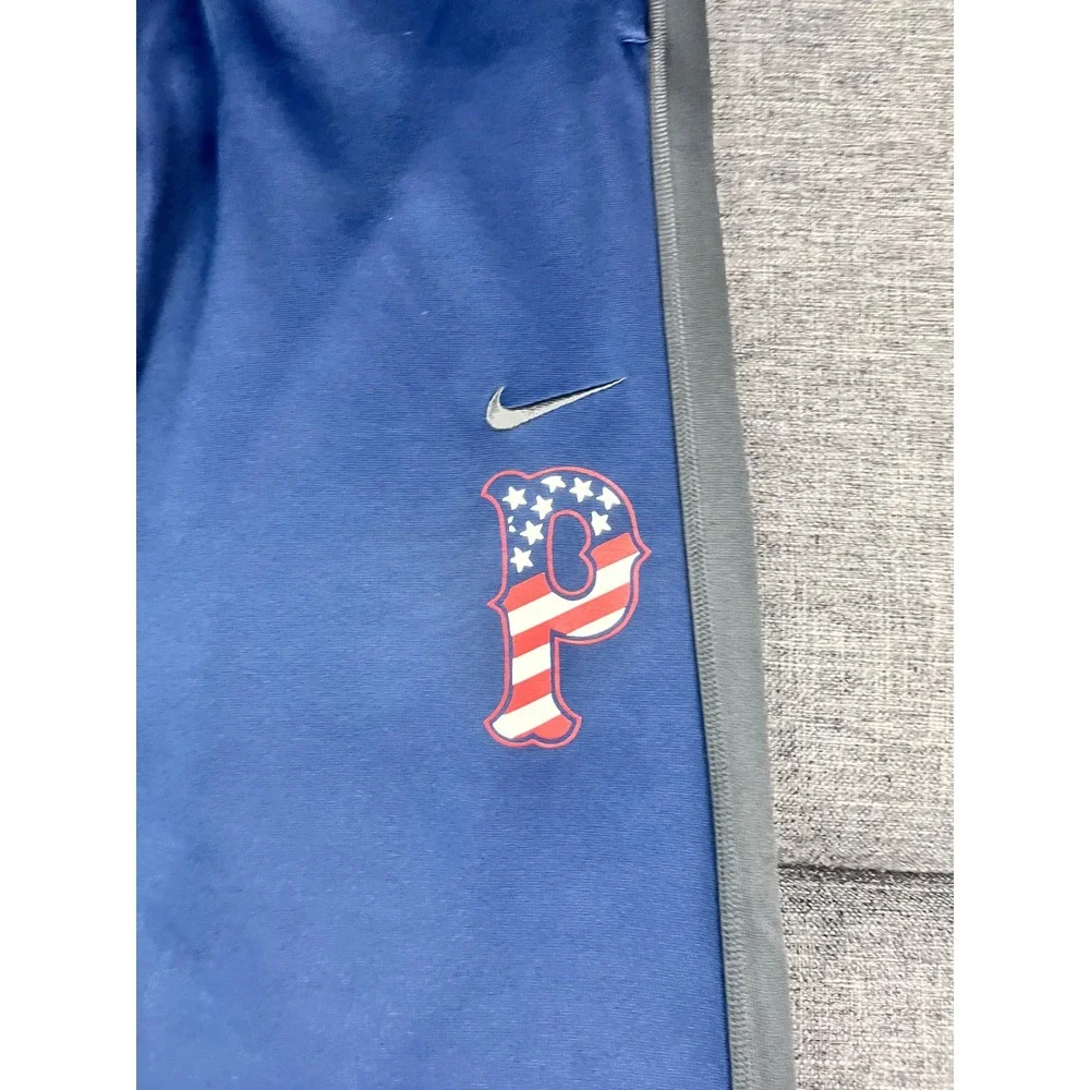 Nike Therma-FIT Mens Philadelphia Phillies Navy Blue Fleece Pants Large P Logo